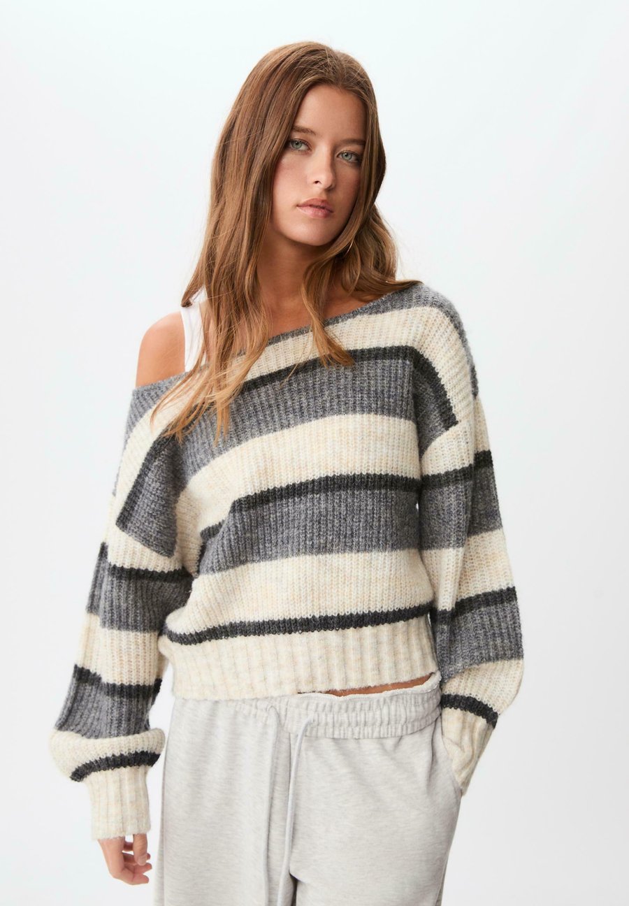 

Джемпер Stradivarius STRIPED BOAT NECK, White