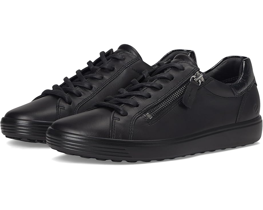 Кроссовки ECCO Soft 7 Side Zip Lace Sneakers, черный