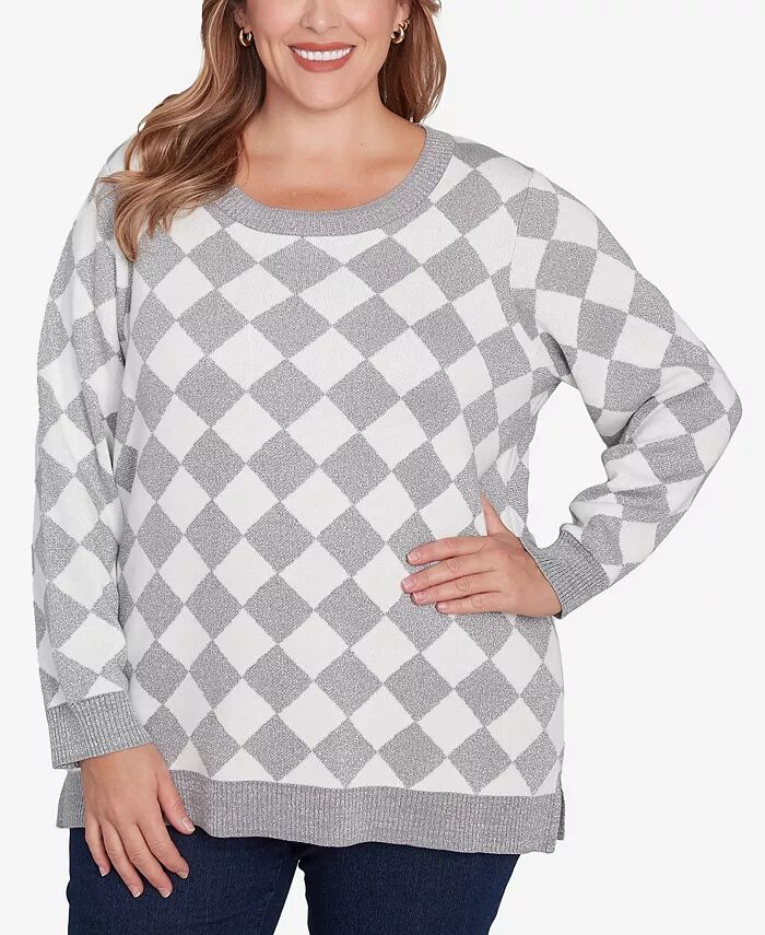 

Синий свитер My Mind Diamond Print Plus Size HEARTS OF PALM, коричневый