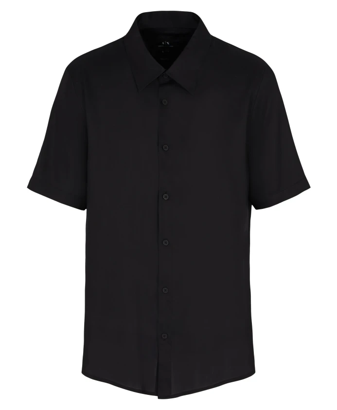 

Рубашка с коротким рукавом, черная, стандартного кроя. Armani Exchange, черный
