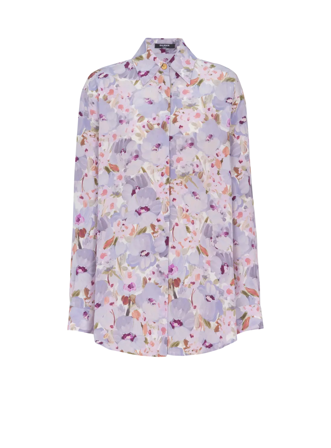 

Рубашка из хлопкового поплина с принтом Balmain, мультиколор
