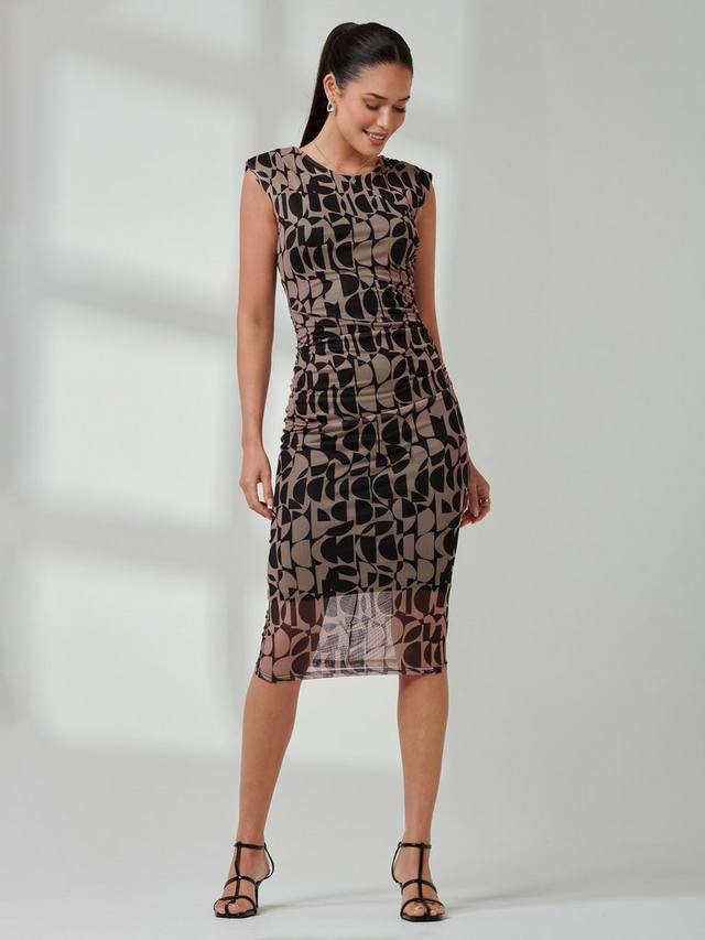 

Геометрическое платье-миди в стиле бодикон Jolie Moi, Brown Geo