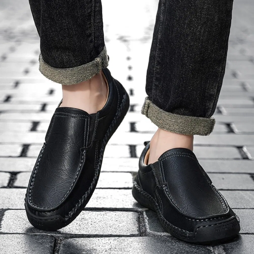 Мужские лоферы кожаные повседневные Loafers, черный Adornosbt — фото 2