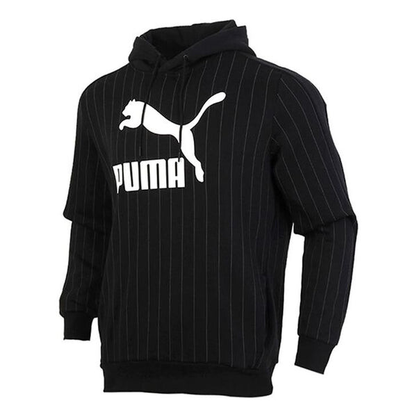 

Толстовка pinstripe aop pullover hoodie 'black' Puma, черный