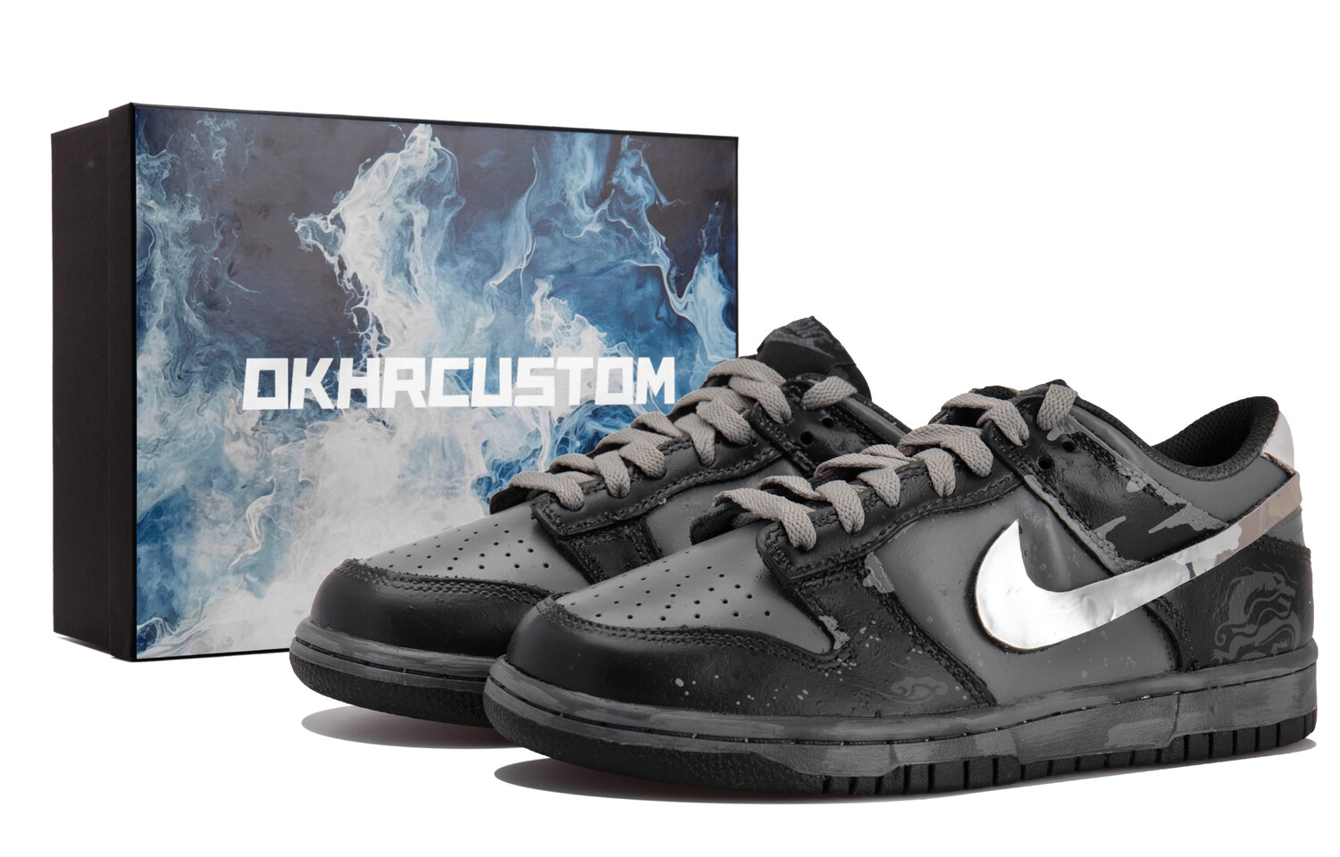

Кроссовки Nike Dunk Skateboarding Shoes Unisex Low-top Black/grey, черный/серый