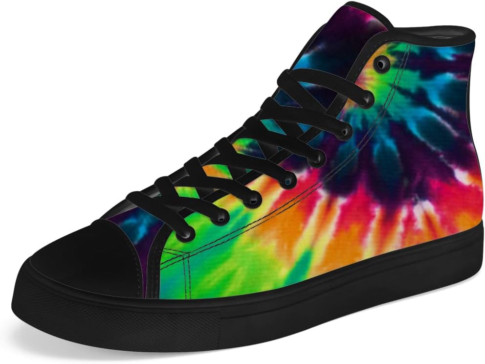 

Мужские и женские высокие кеды с узором тай-дай на холщовой ткани, высокие кроссовки на шнуровке, повседневная обувь Chebing, красный/зеленый