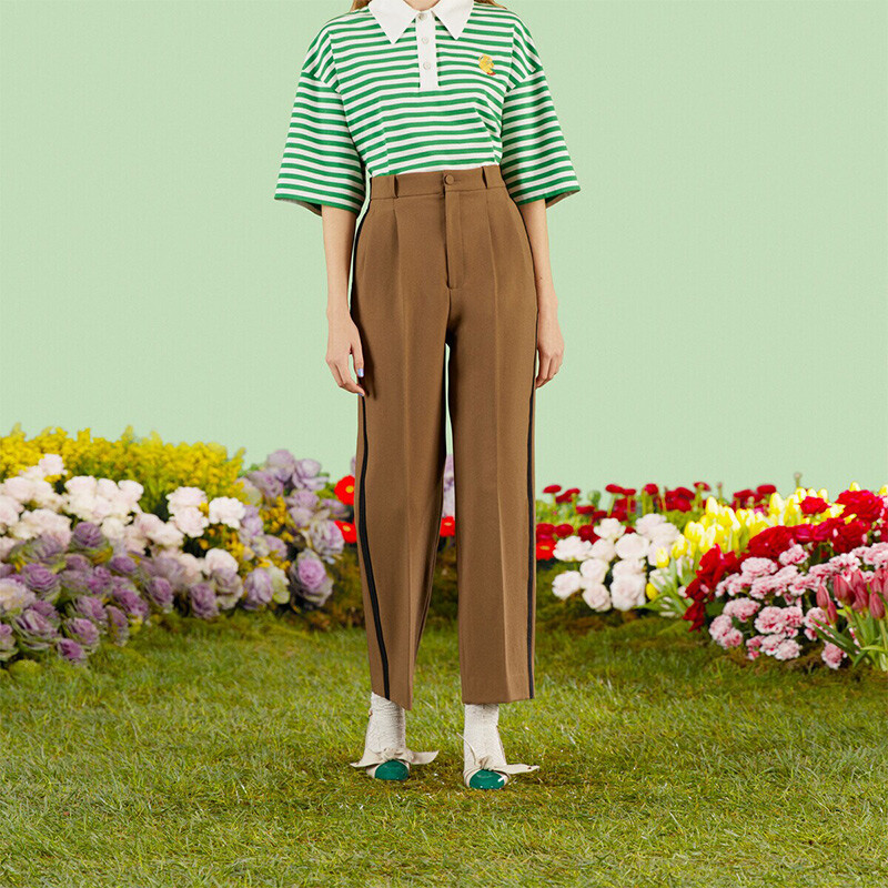 Брюки женские Gucci High-waisted, коричневый / черный — фото 3