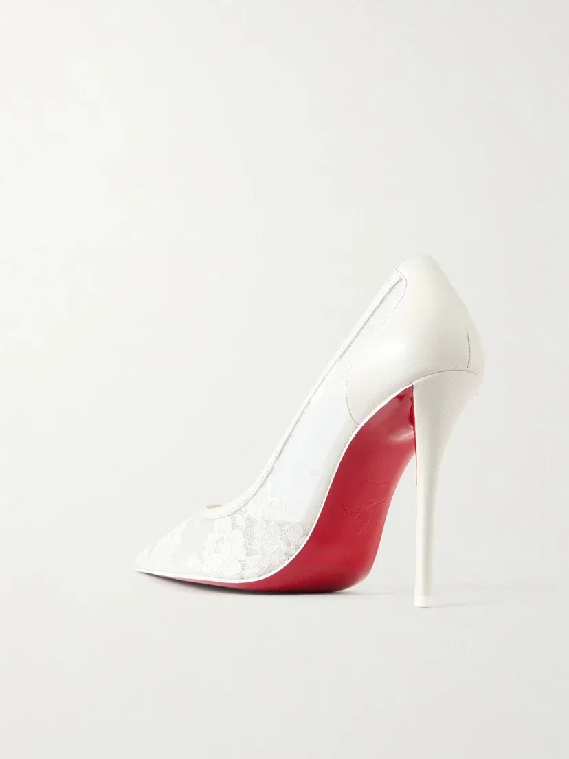 Туфли-лодочки на шпильке Miss Z mesh 100 мм из кружева Christian Louboutin, белый — фото 3