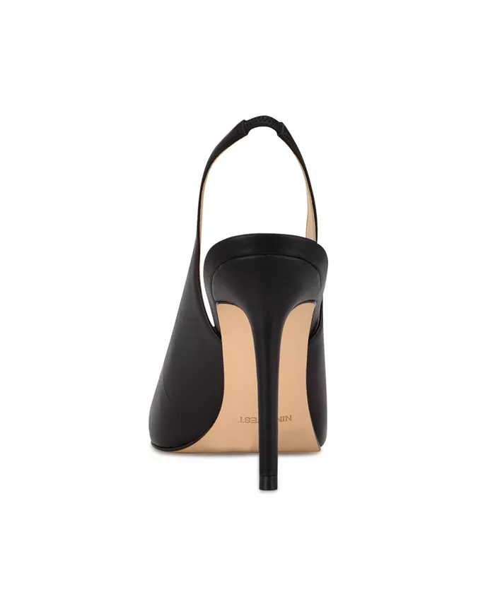 Женские туфли-лодочки на шпильке с перьями и ремешком на пятке Nine West, черный — фото 3