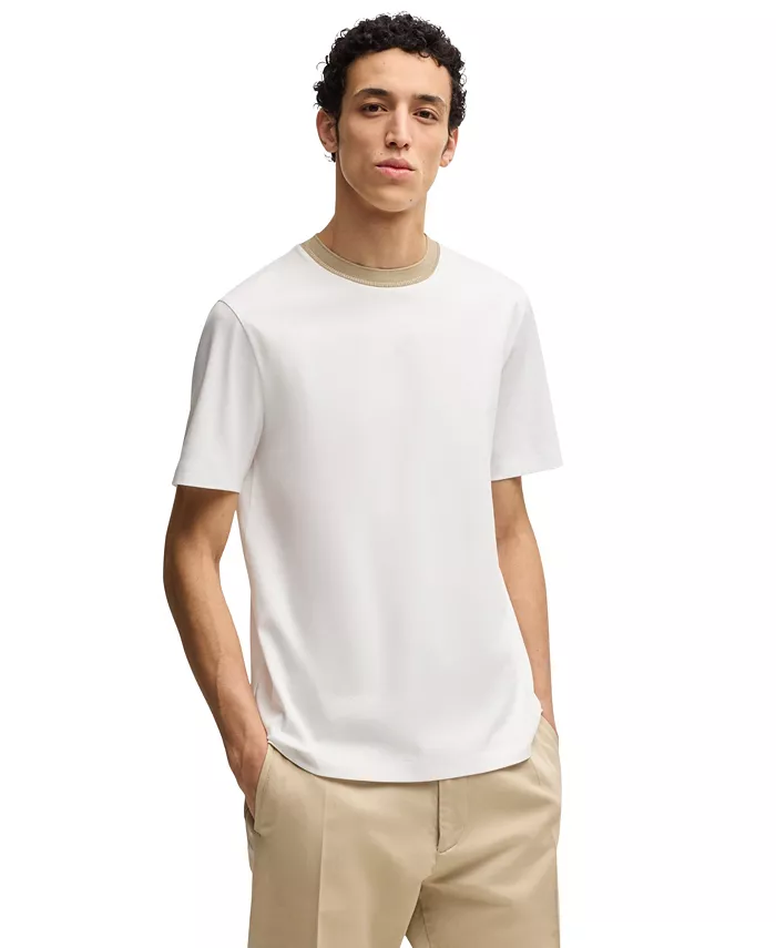 

Мужская полосатая футболка с воротником Slim-Fit Hugo Boss, белый