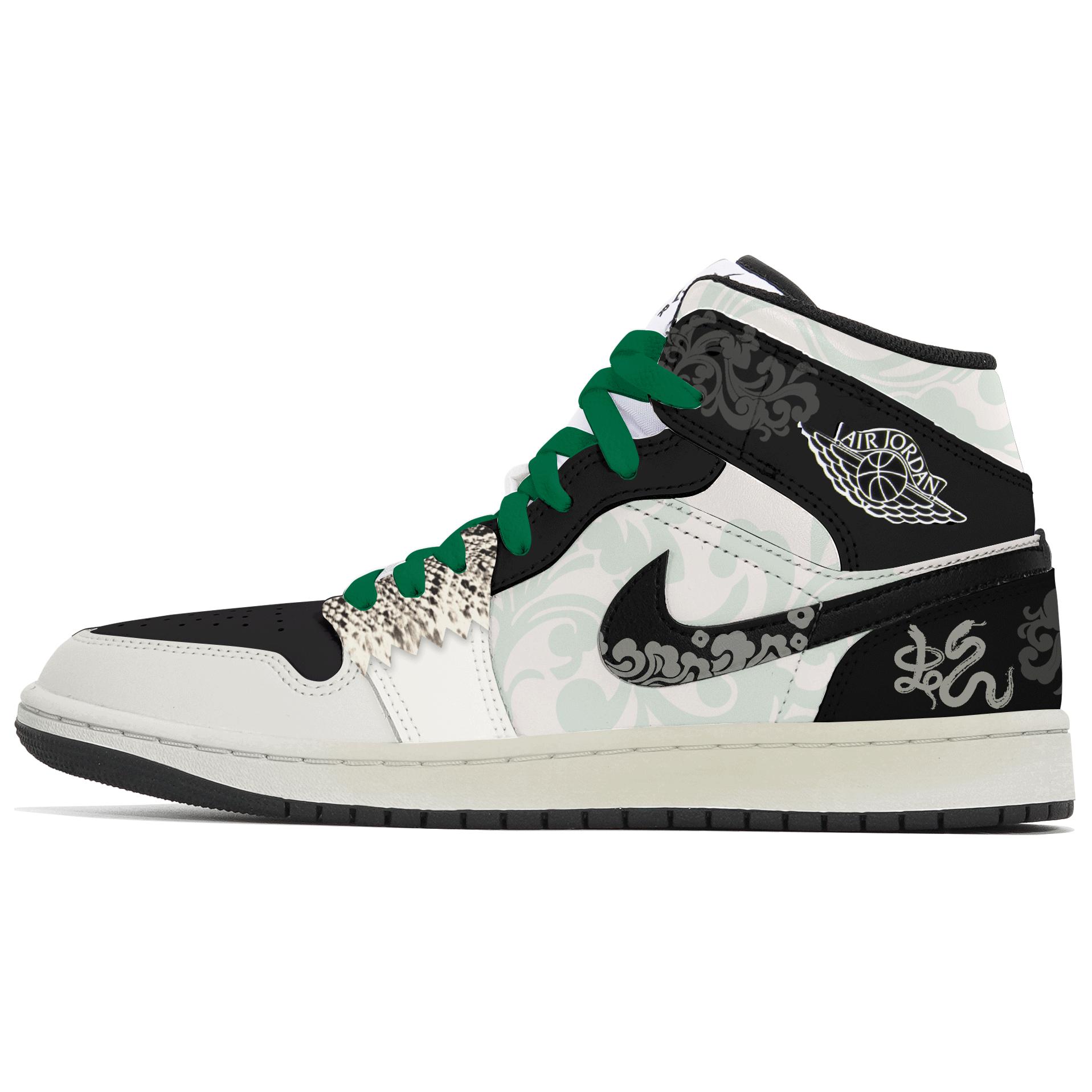 

Jordan Air 1 устойчивые к истиранию высокие баскетбольные кроссовки в винтажном стиле мужские black white green