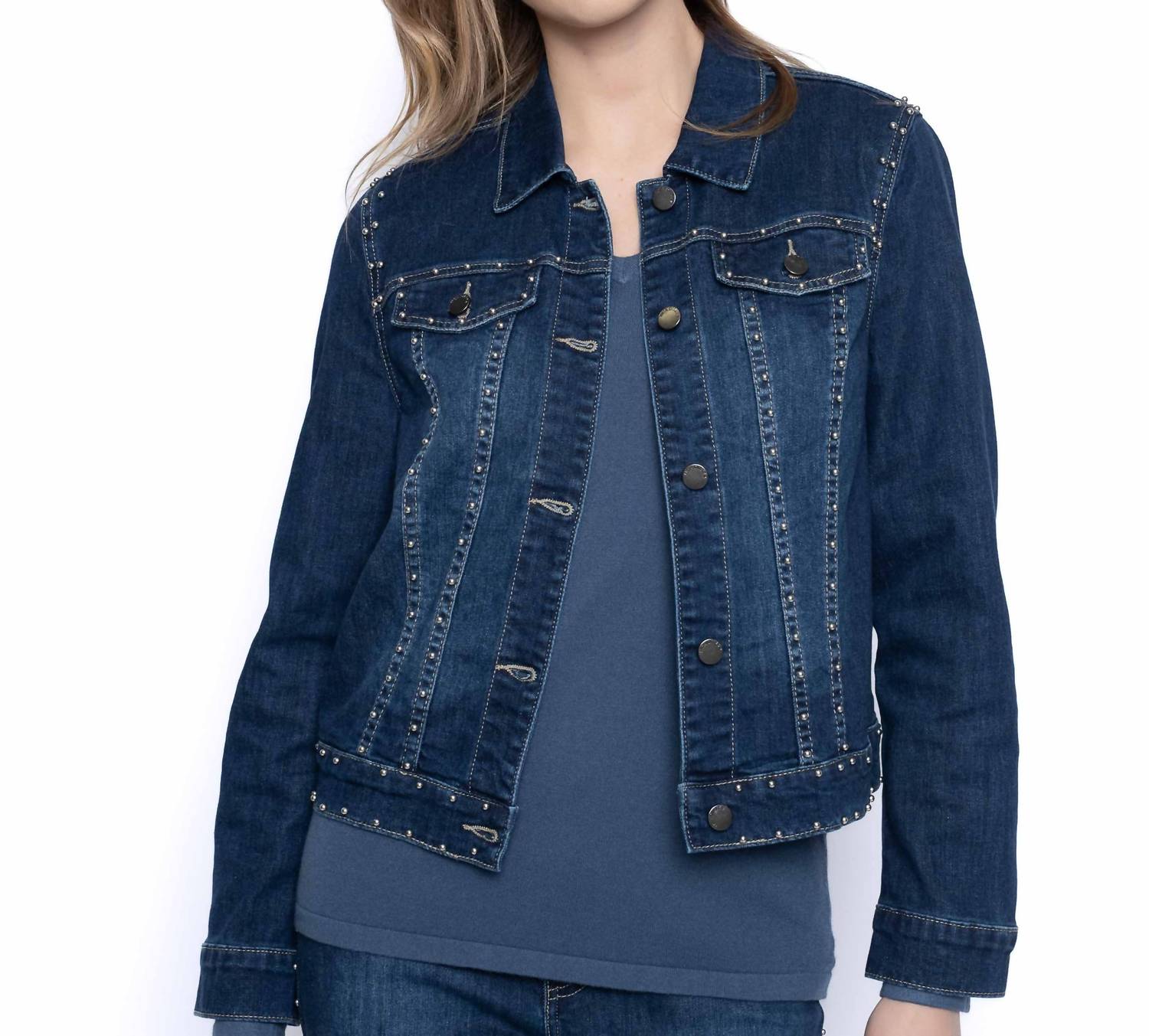 

PICADILLY Джинсовая куртка с заклепками синего цвета