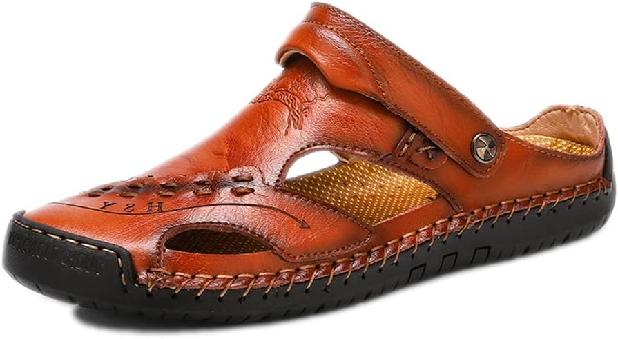 

Мужские летние сандалии MATERUIEYES, кожаная дышащая повседневная обувь большого размера, коричневый