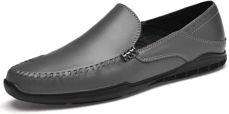 Лоферы кожаные Loafers, серый SayfuR