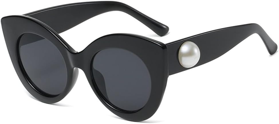 

Модные солнцезащитные очки «кошачий глаз» для женщин и мужчин, линзы из поликарбоната, оправа с жемчужной отделкой, роскошные винтажные солнцезащитные очки с защитой от УФ-излучения UV400 generic, C1