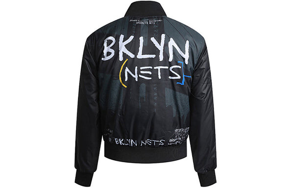 Куртка mens city edition courtside brooklyn nets casual tat baseball jacket black Nike, черный — фото 2