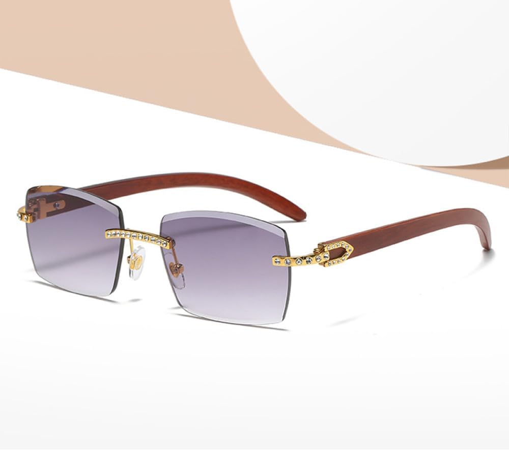 

Солнцезащитные очки со стразами для женщин в винтажном стиле, без оправы, квадратные модные солнцезащитные очки для мужчин, стильные очки для покупок, очки с защитой от УФ-излучения UV400 generic, Gold Grey