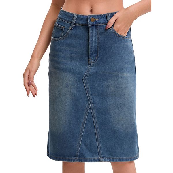 

Женская юбка джинсовая миди с завышенной талией Inspire Chic, Vintage Blue