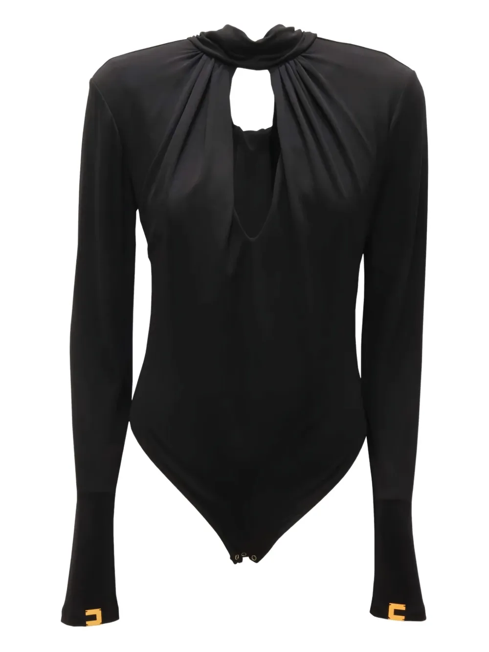 

Боди с вырезом-замочной скважиной и длинными рукавами Elisabetta Franchi, черный