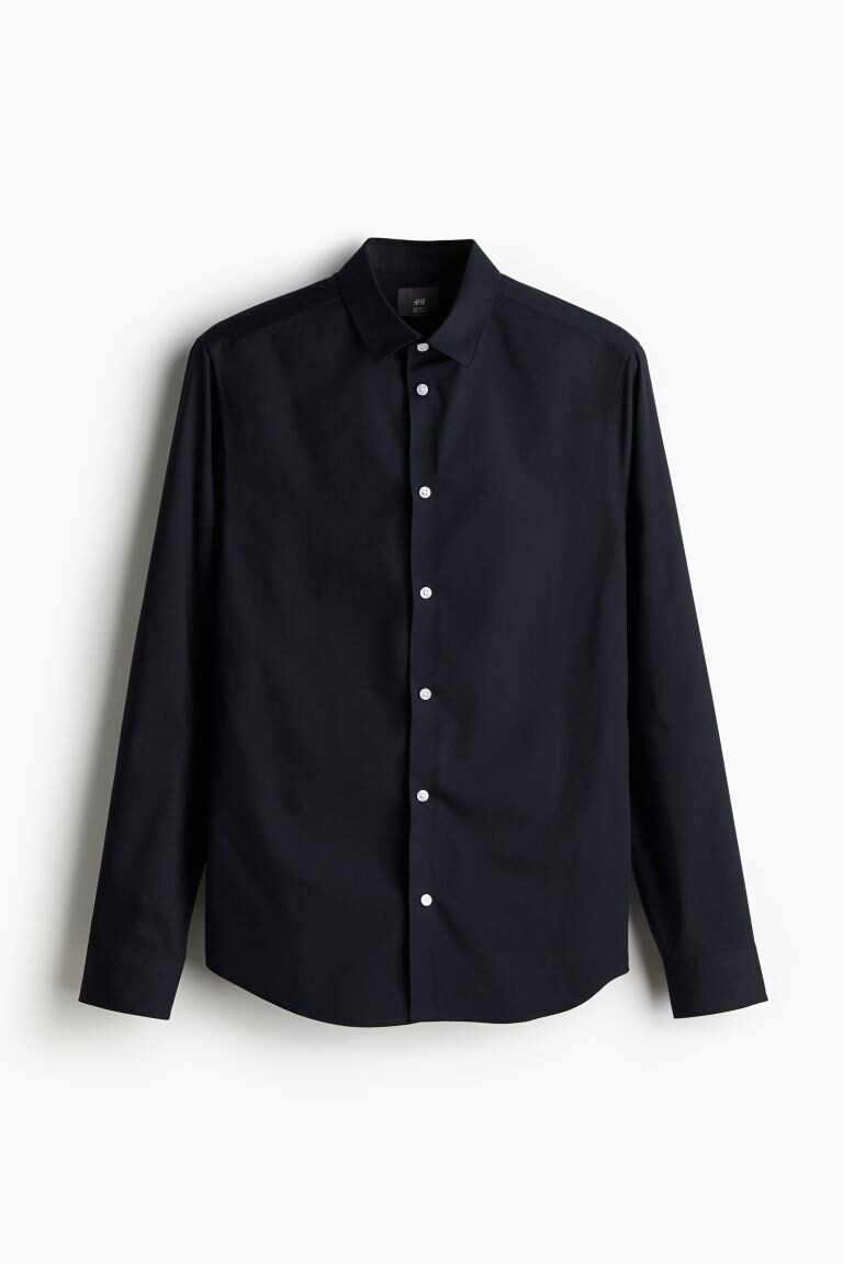 

Рубашка приталенного кроя easy iron H&M, синий