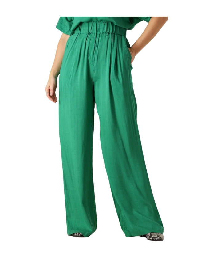 

Зеленые широкие брюки из ткани добби By-Bar, зеленый