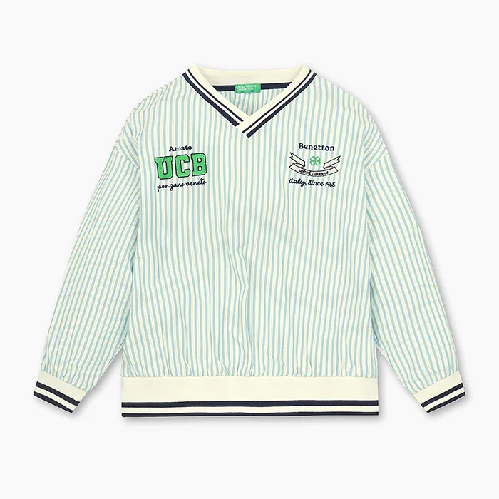Детский свитшот School Clover светло-голубой от Benetton Kids