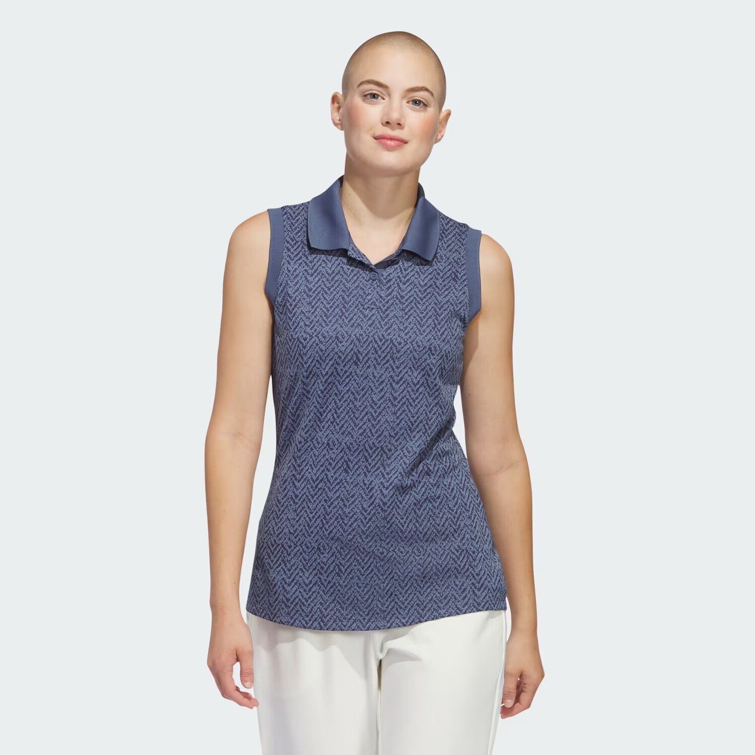 

Жаккардовая рубашка-поло без рукавов Ultimate365 Adidas, цвет Collegiate Navy