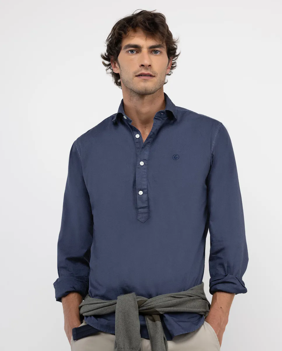 

Мужская рубашка-поло Twill Garment Dyed из хлопка El Ganso, темно-синий