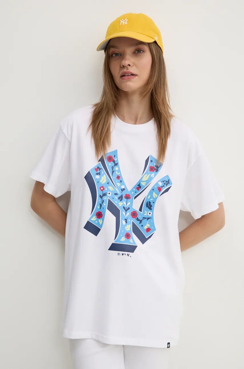 

Хлопковая футболка бренда 47 MLB New York Yankees 47 Brand, белый
