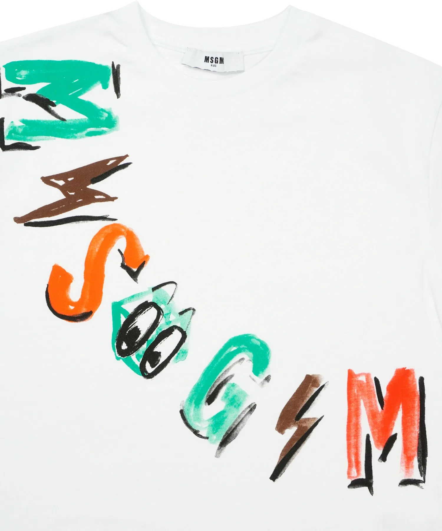 Детская футболка MSGM KIDS с логотипом-граффити белая — фото 3