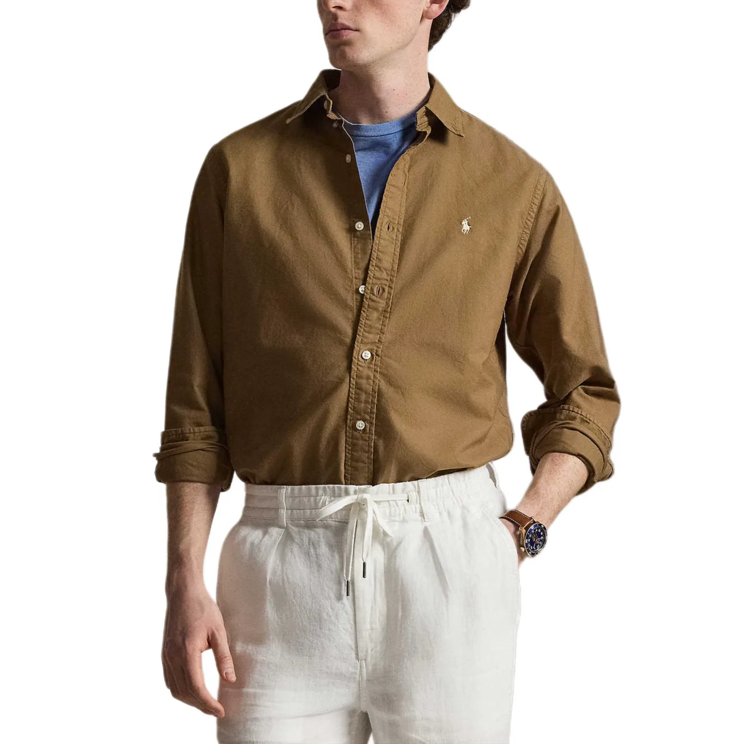 Рубашка SS26 Classic Version мужская Polo Ralph Lauren, Brown — фото 4