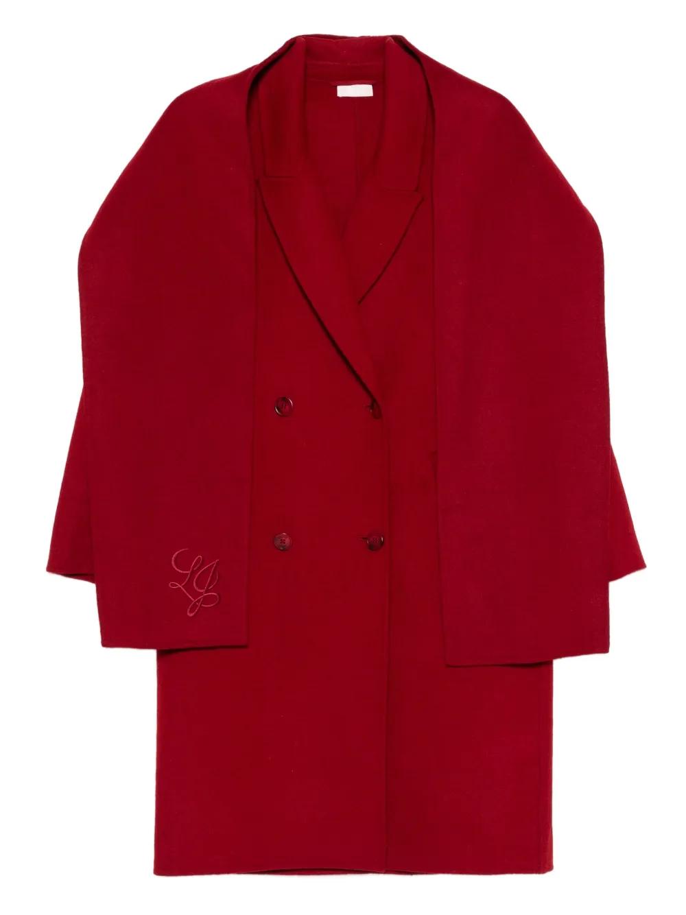 

Двубортное пальто с вышитым логотипом Liu Jo, красный