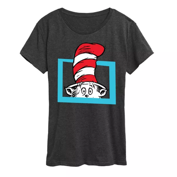 

Женская футболка с принтом "Кот в шляпе" Dr Seuss Licensed Character, серый