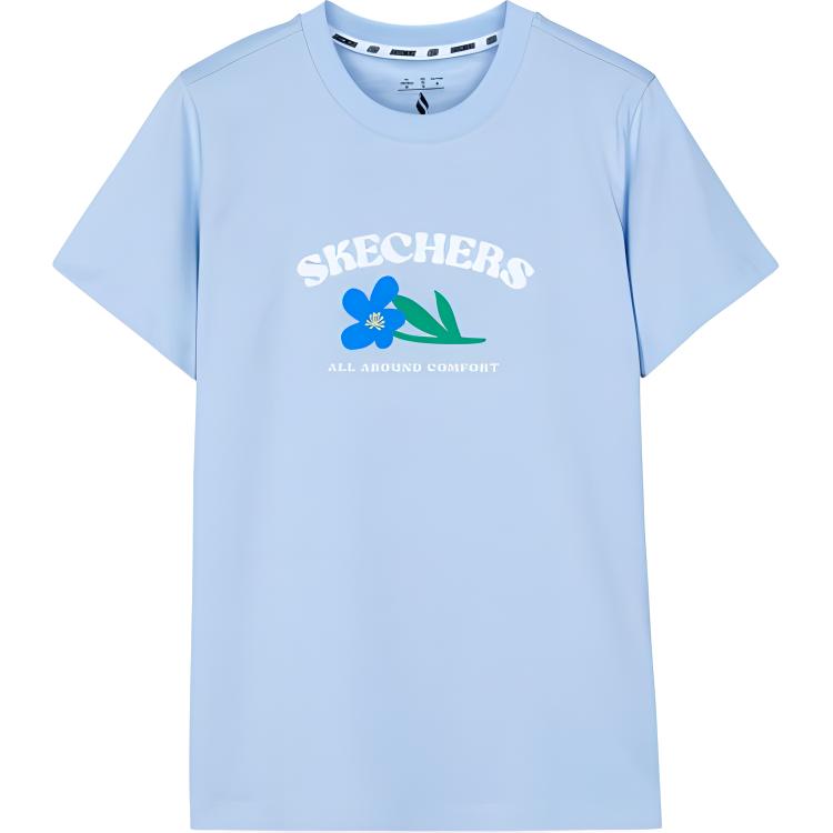 

Футболка женская кашемирово-голубая Skechers, Cashmere Blue/00F5