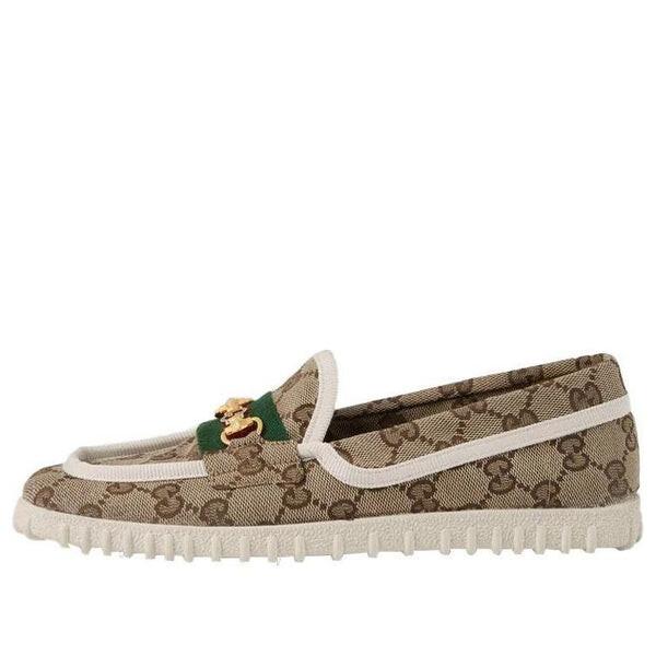 Кроссовки driver with horsebit web 'beige' Gucci, бежевый