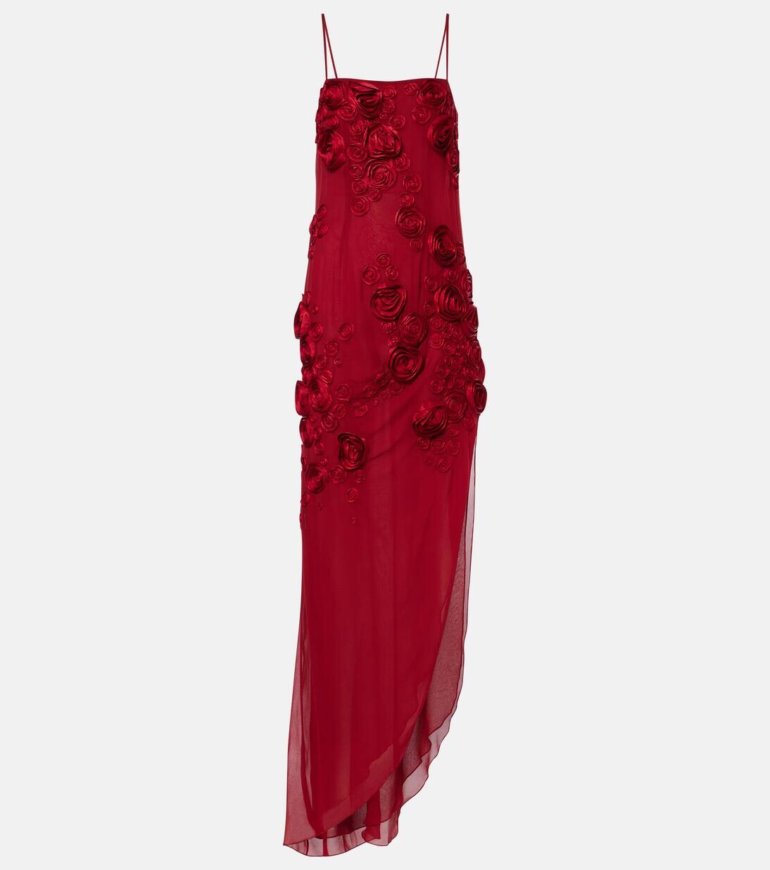 

Платье из жоржета с цветочной аппликацией Blumarine, красный
