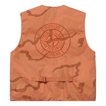 Жилет x stone island water resistant brushed cotton canvas vest 'brown' Supreme, коричневый — фото 2