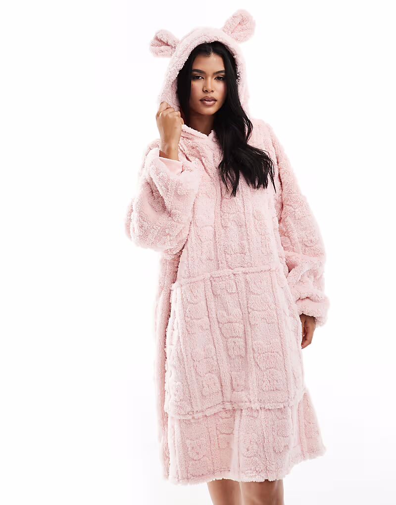 

Толстовка Loungeable Teddy Cut из искусственной шерсти с капюшоном розового цвета