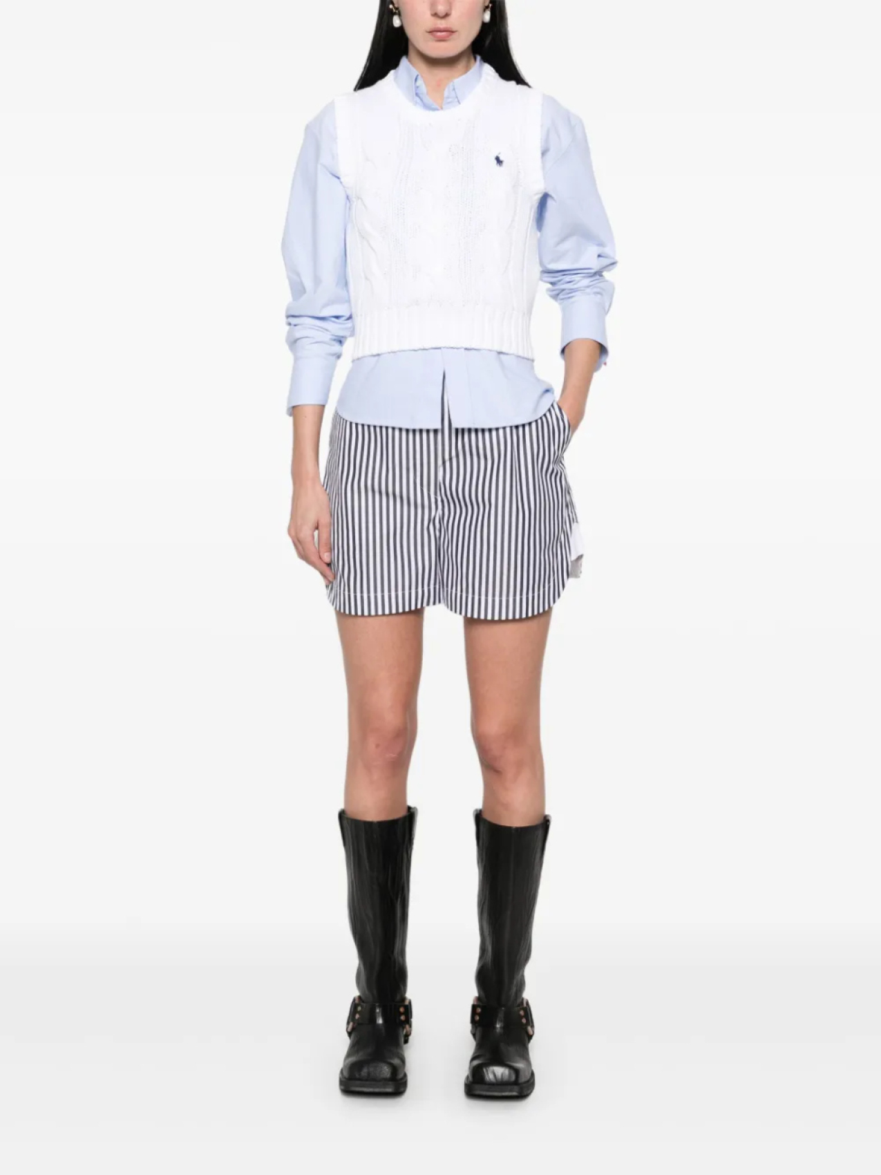 Топ Polo Ralph Lauren с косичной вязкой, белый — фото 2