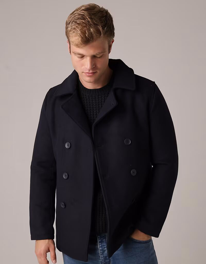 

Двубортный бушлат темно-синего цвета French Connection