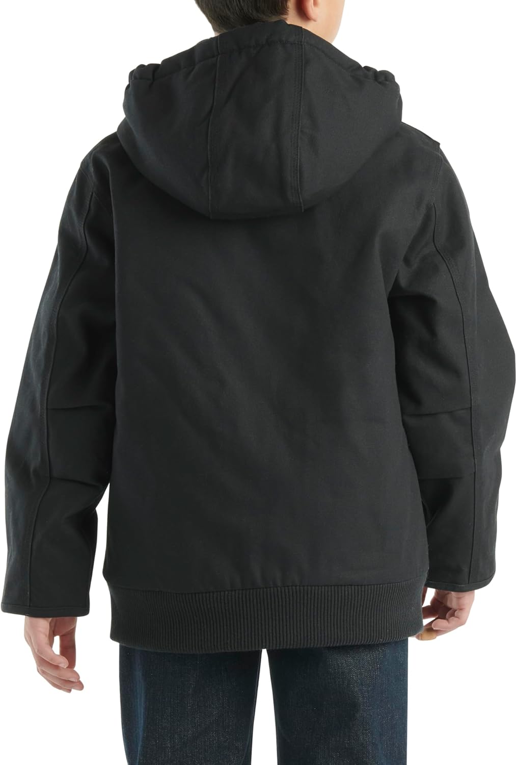 Carhartt Boys' Flannel-Lined Hooded Canvas Insulated Zip-Up Jacket, Caviar Black — фото 4