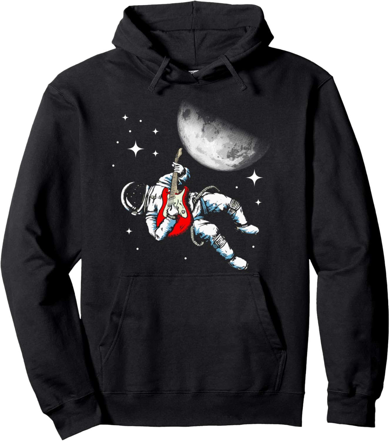 

Толстовка с изображением электрогитары, космонавта, астронавта, луны, астрономии и космоса Giant Step Design Co., черный