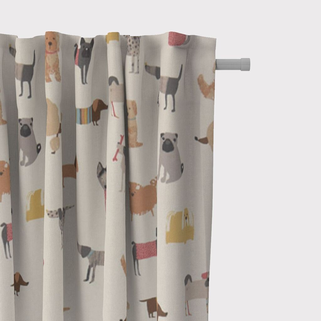 

КРАСИВАЯ ЖИЗНЬ. Штора Woof Butterscotch собачки бежевые разноцветные 245см подвесные люверсы Schöner-Leben, бежевый