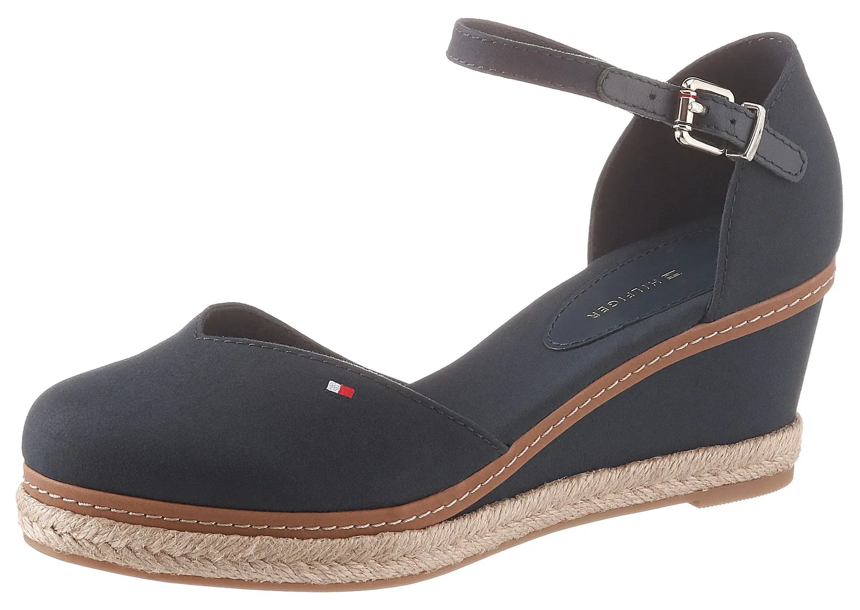 

Туфли-лодочки с зажимом Tommy Hilfiger "BASIC CLOSED TOE MID WEDGE", босоножки с ремешками, танкетка, летняя обувь, с регулируемой пряжкой, синий