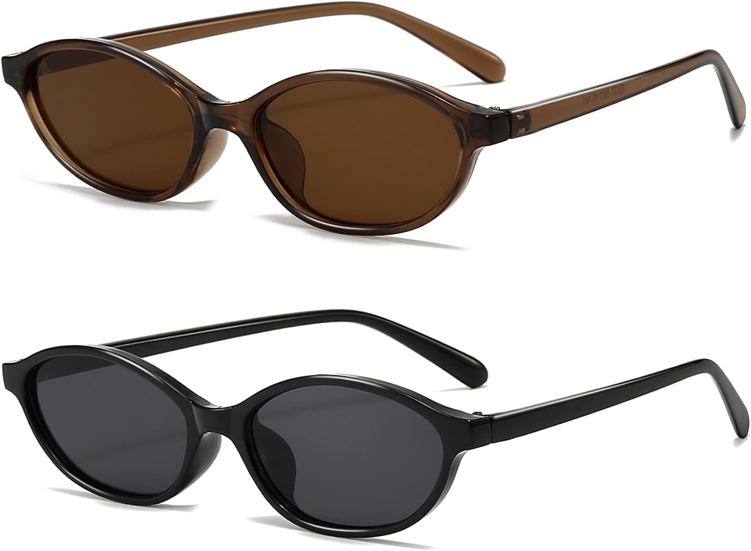 

Ретро-солнцезащитные очки овальной формы для женщин, модные овальные узкие очки «кошачий глаз» в стиле 90-х (коричневые/коричневые + черные/серые) Breaksun, 2 Pack (A1 Brown/Brown+black/Grey)