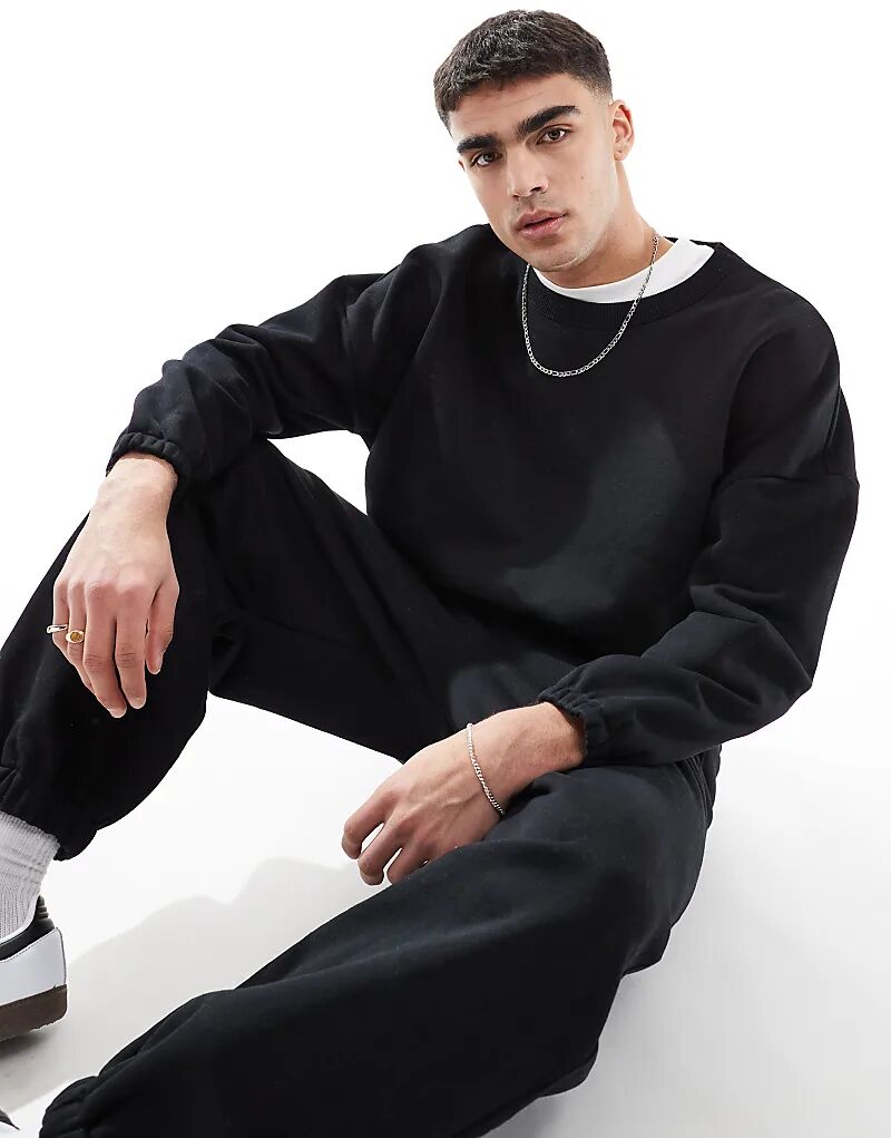 

Толстовка свободного кроя ASOS DESIGN черного цвета — часть тяжелого кроя