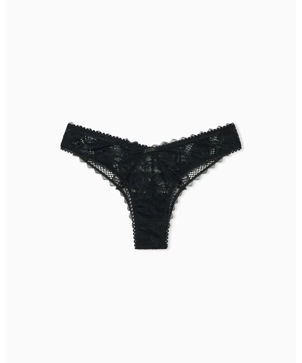 Бразильянские шорты V-вырез из переработанного кружева Emporio Armani ASV Eternal Lace, черный