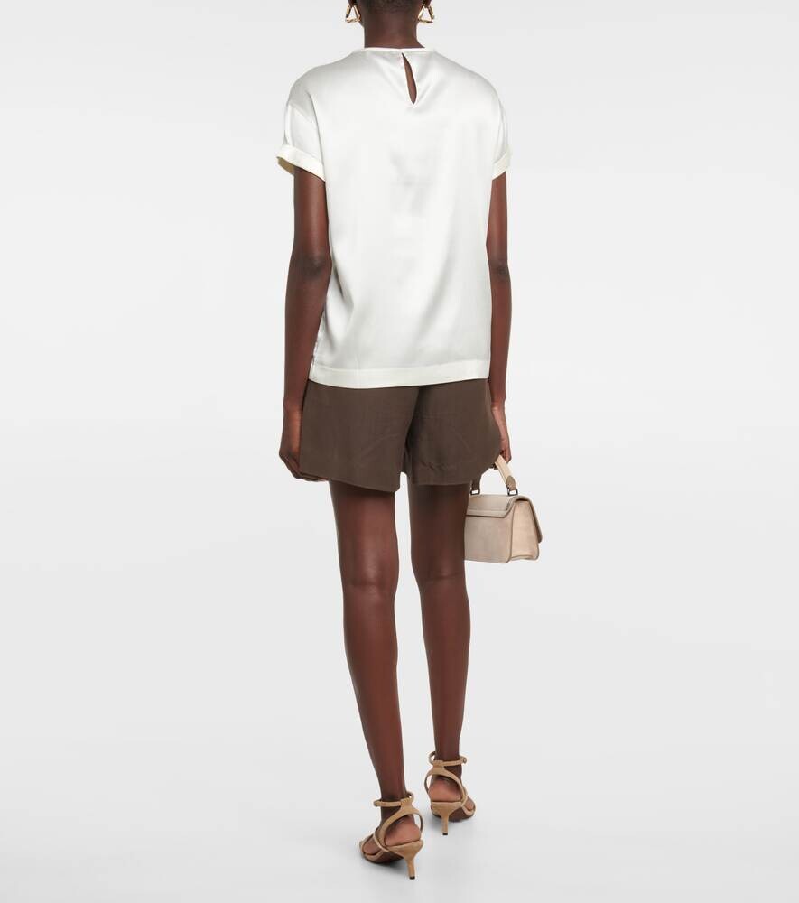 Футболка Brunello Cucinelli Silk Blend Satin, бежевый — фото 3