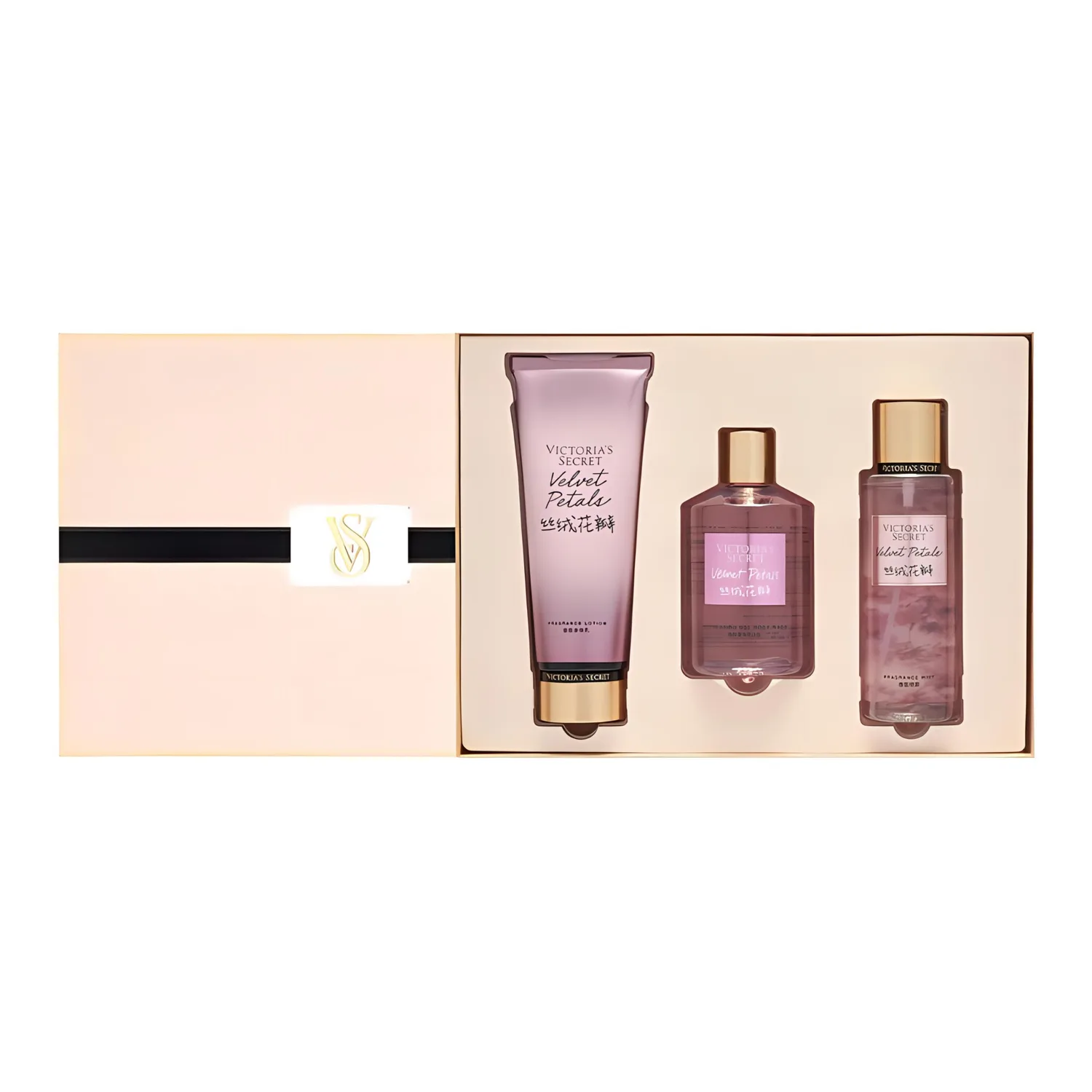 Набор для ухода за телом Velvet Petal Fragrance Box с успокаивающим эффектом для кожи Victoria's Secret, Velvet Petal Laundry & Care Set of 3 (Shower Gel+Body Lotion+Spray)