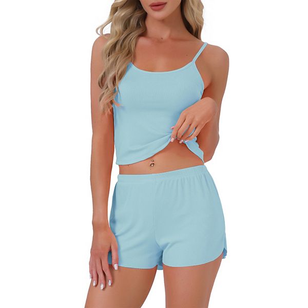 

Женский пижамный комплект: топ с квадратным вырезом и шорты Inspire Chic, Light Blue